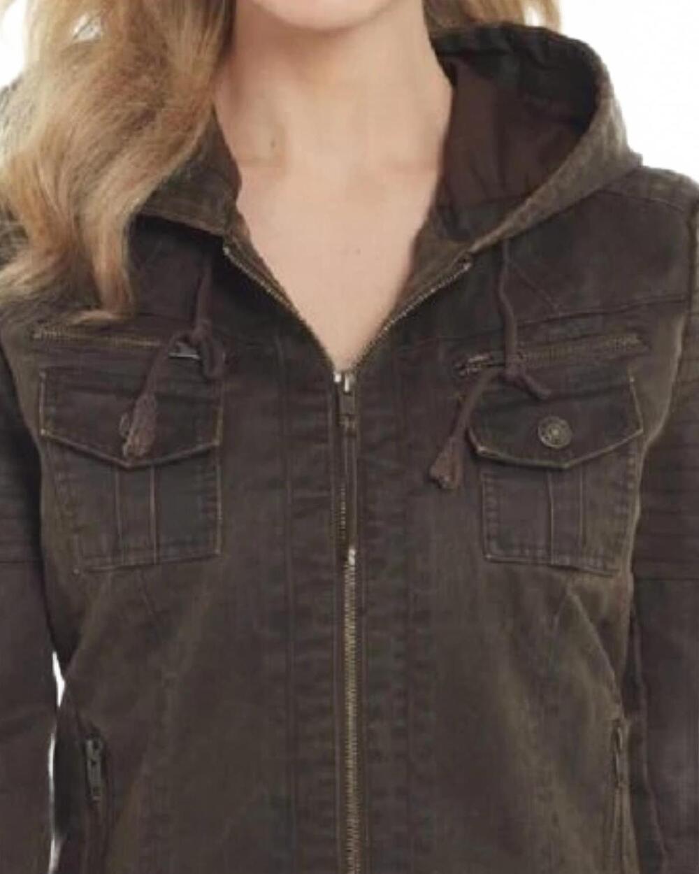 NEW CRIPPLE CREEK women’s enzyme washed hooded jacket in brown